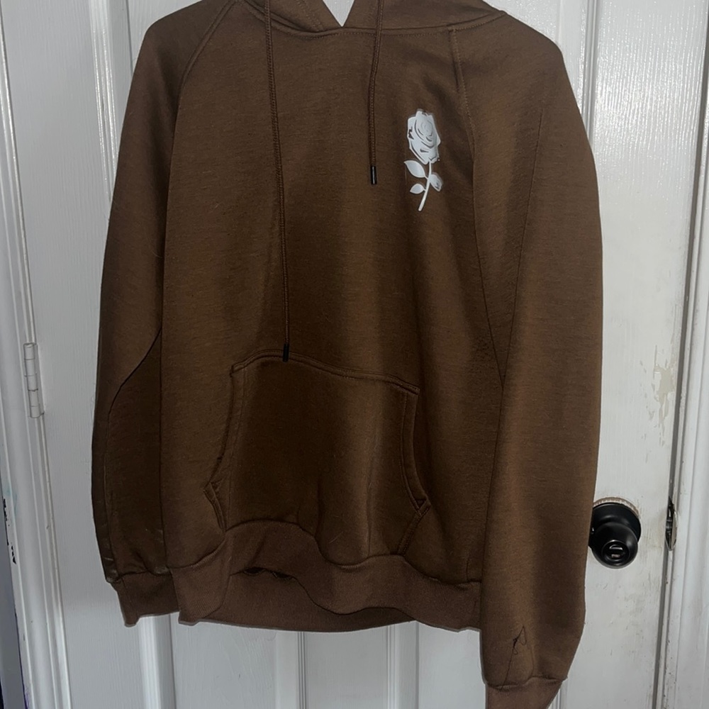 ROMWE- Semi Cropped Brown ROSE Hoodie!